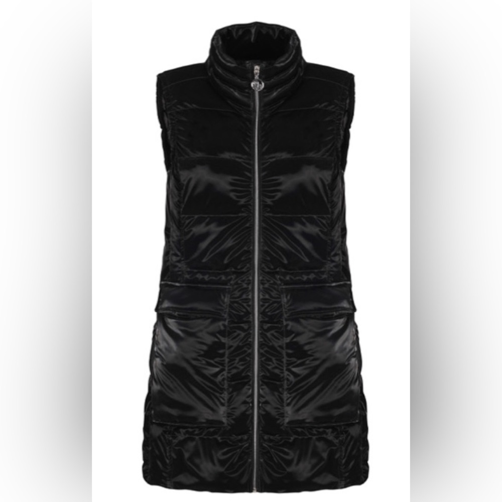 #325 Dolceeza Black Puffer Long Vest size XS